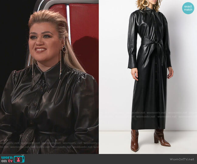 Nanushka Rosana shirt dress worn by Kelly Clarkson on The Voice