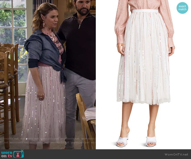 Needle & Thread Shimmer Sequin Midaxi Skirt worn by Kimmy Gibbler (Andrea Barber) on Fuller House