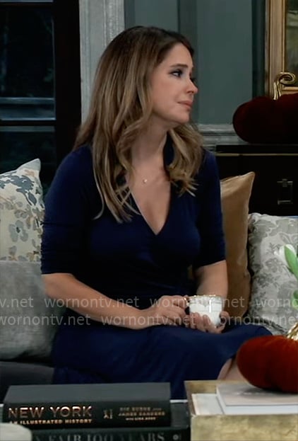 Olivia’s blue wrap dress on General Hospital