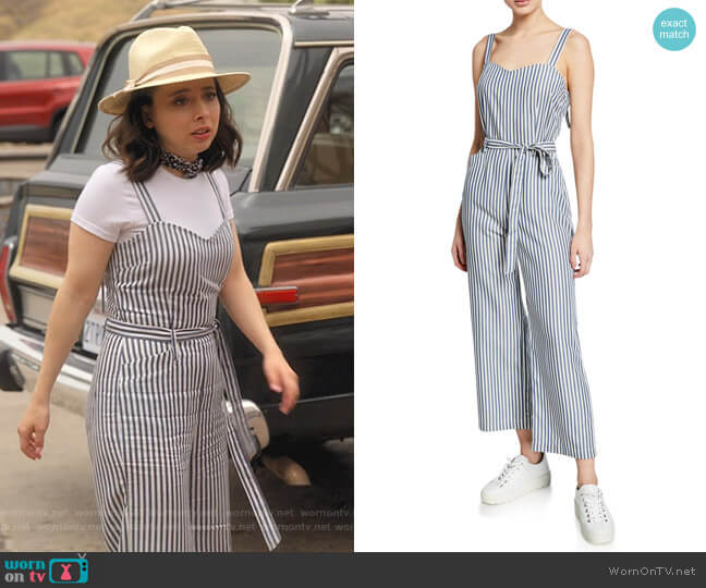 Paige Emma Striped Sleeveless Jumpsuit worn by Izzy Levine (Esther Povitsky) on Dollface