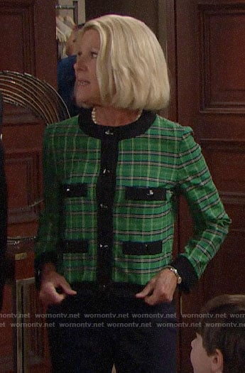 Pam’s green plaid jacket on The Bold and the Beautiful