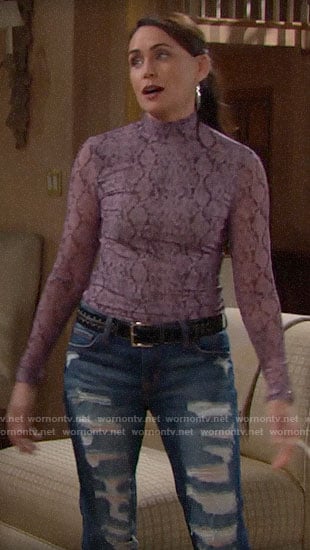 Quinn’s purple snake print top on The Bold and the Beautiful