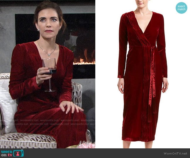Rachel Zoe Aly Velvet Dress worn by Victoria Newman (Amelia Heinle) on The Young and the Restless