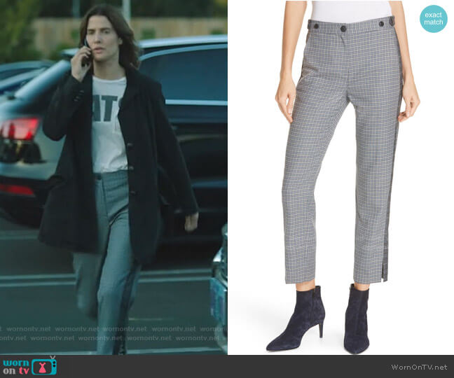 Rag & Bone Meki Stripe Plaid Crop Pants worn by Dex Parios (Cobie Smulders) on Stumptown