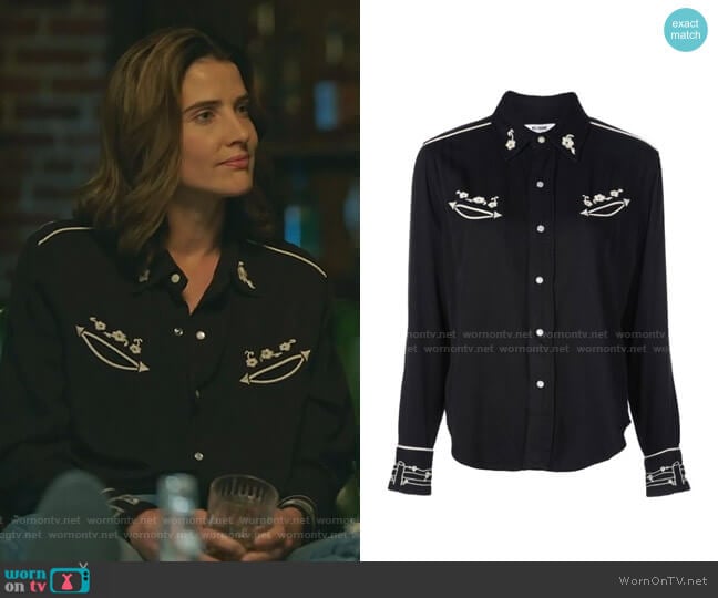 Re/Done The 40s Embroidered Western Shirt worn by Dex Parios (Cobie Smulders) on Stumptown