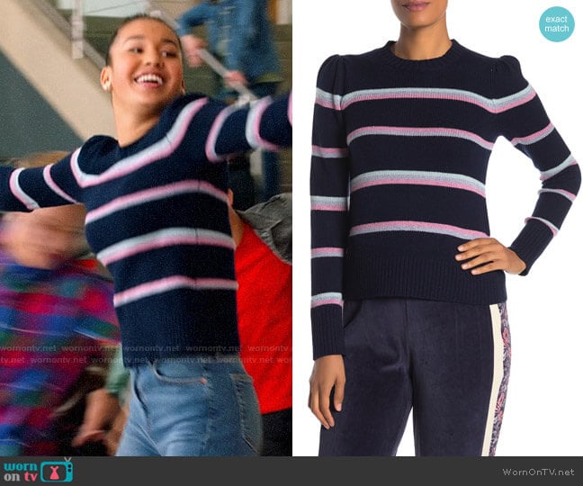Rebecca Taylor Wool Blend Multi Stripe Pullover worn by Gina (Sofia Wylie) on High School Musical The Musical The Series