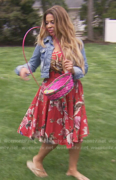 Dolores’s red animal print dress on The Real Housewives of New Jersey