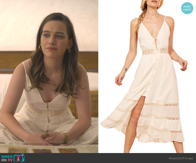 WornOnTV: Love's white lace midi dress on You Victoria Pedretti