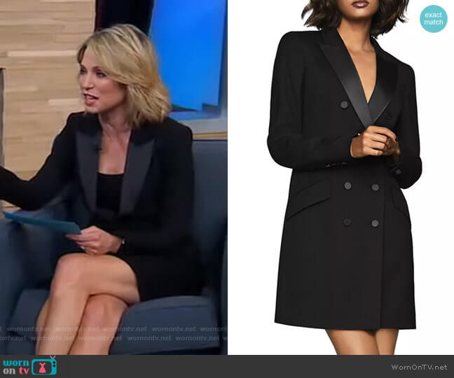 Reiss Sofia Satin-Trimmed Tux Dress worn by Amy Robach on Good Morning America