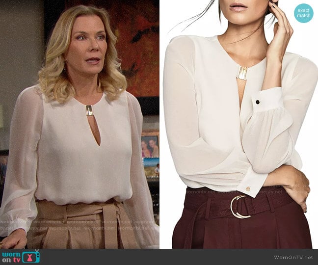 Reiss Rhea Top worn by Brooke Logan (Katherine Kelly Lang) on The Bold and the Beautiful