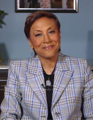 Robin’s grey and blue plaid blazer on Good Morning America