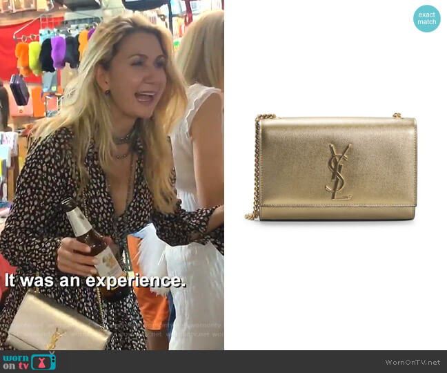 Saint Laurent Kate Metallic Leather Shoulder Bag worn by Kary Brittingham on The Real Housewives of Dallas