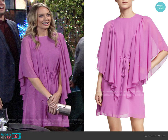 See by Chloe Ruffled Tie-Waist Cape-Sleeve Short Dress worn by Abby Newman (Melissa Ordway) on The Young and the Restless