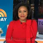 Sheinelle’s red tie neck pleated dress on Today