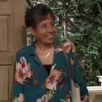 Stella’s teal floral blouse on General Hospital