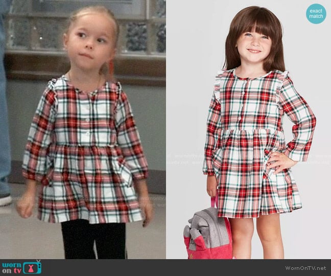 Cat & Jack Long Sleeve Plaid Dress worn by Violet Finn (Jophielle Love) on General Hospital