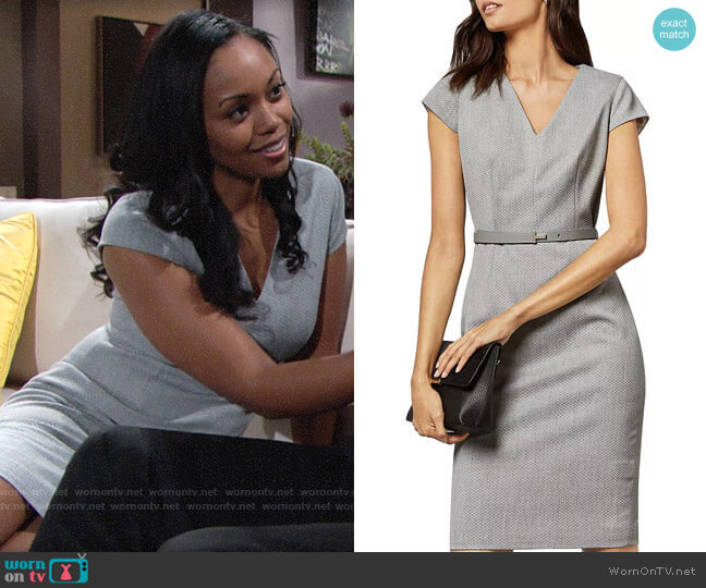 Ted Baker Michahd Belted Sheath Dress worn by Amanda Sinclair (Mishael Morgan) on The Young and the Restless