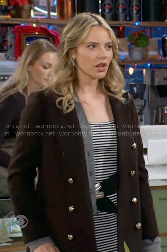 Tessa’s black coat on The Young and the Restless