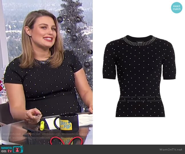 The Kooples Studded Knit Top worn by Carissa Loethen Culiner on E! News