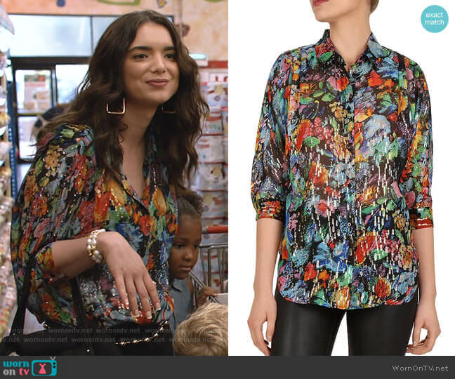 The Kooples Metallic Floral Blouse