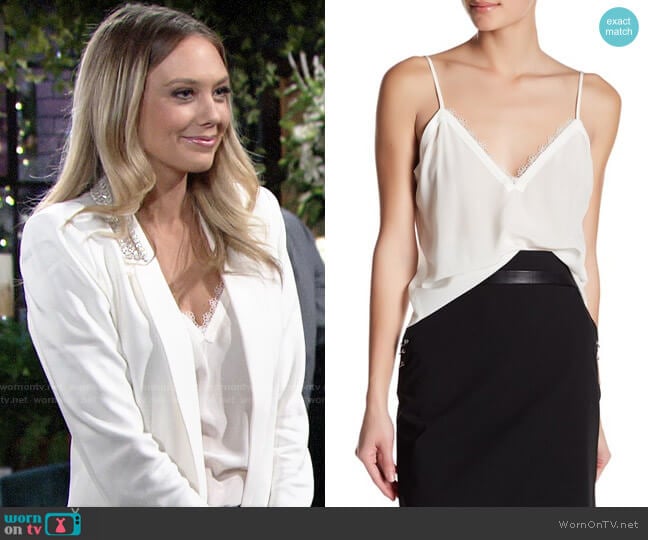 The Kooples Lace Trim Crepe de Chine Camisole worn by Abby Newman (Melissa Ordway) on The Young and the Restless