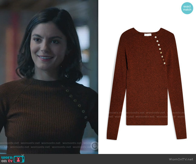 Topshop Button Ribbed Pullover