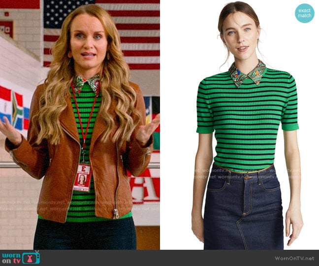 Tory Burch Woven Collar Sweater worn by Miss Jenn (Kate Reinders) on High School Musical The Musical The Series
