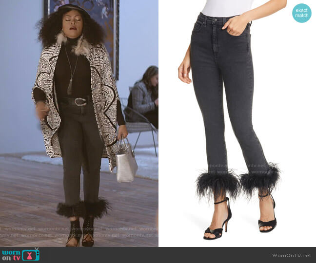 Veronica Beard Kareena Feather Hem Skinny Jeans worn by Cookie Lyon (Taraji P. Henson) on Empire