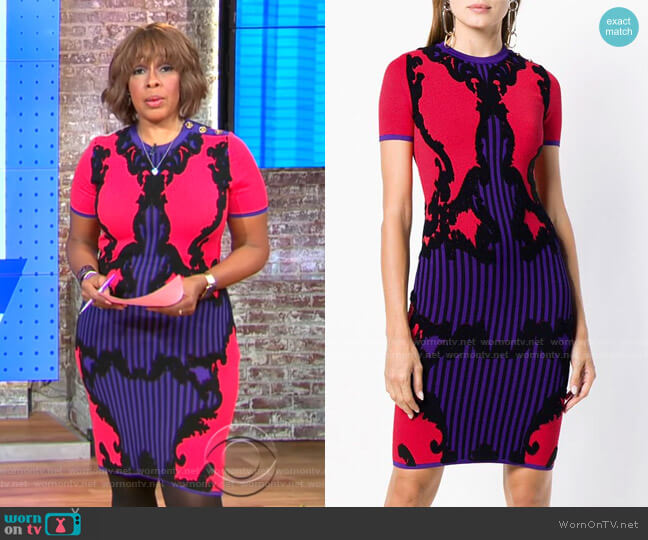 Versace Intarsia-Knit Dress worn by Gayle King on CBS Mornings