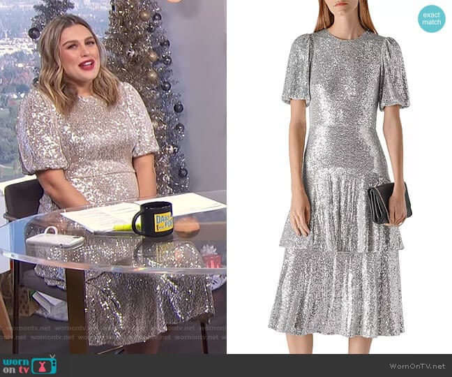 Whistles Arabelle Sequined Midi Dress worn by Carissa Loethen Culiner on E! News