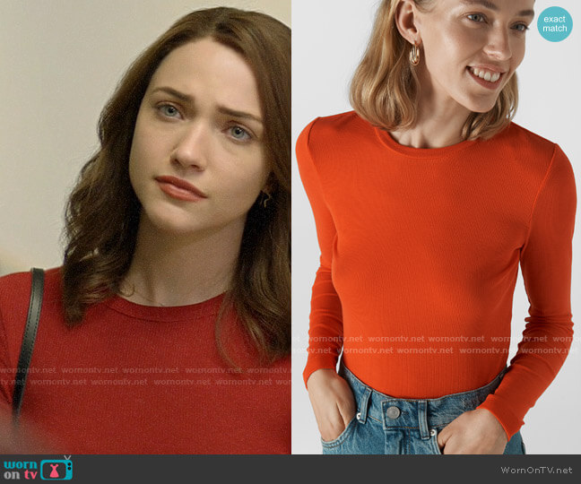 Whistles Essential Crewneck Top worn by Cara Bloom (Violett Beane) on God Friended Me