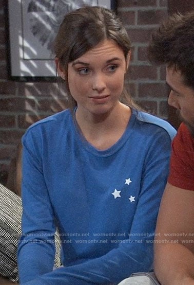 Willow’s blue star sweatshirt on General Hospital