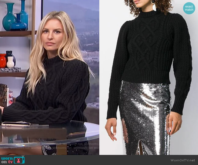 Wandering Cropped Cable-Knit Sweater worn by Morgan Stewart on E! News