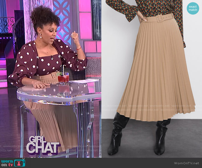 Zara Belted Pleated Skirt worn by Tamera Mowry on The Real