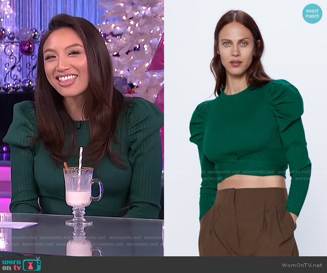 Zara Cropped Ribbed Sweater worn by Jeannie Mai on The Real