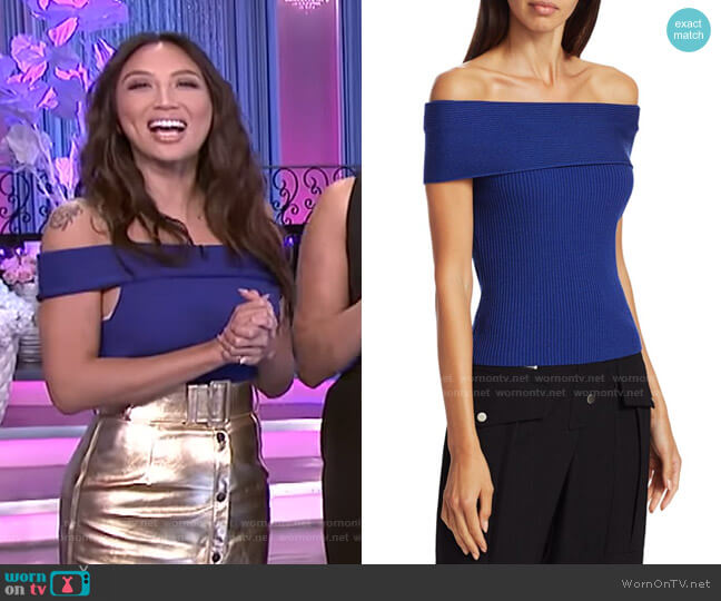 3.1 Phillip Lim Off-the-Shoulder Knit Top worn by Jeannie Mai on The Real