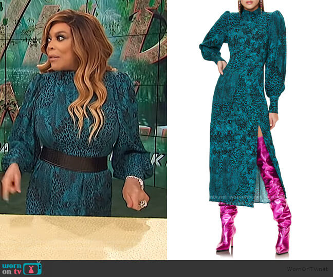 AFRM Bobbie Long Sleeve Mock Neck Midi Dress worn by Wendy Williams on The Wendy Williams Show