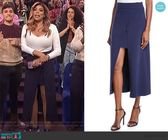 A.L.C. Canady Layered Cutaway Midi Skirt worn by Wendy Williams on The Wendy Williams Show