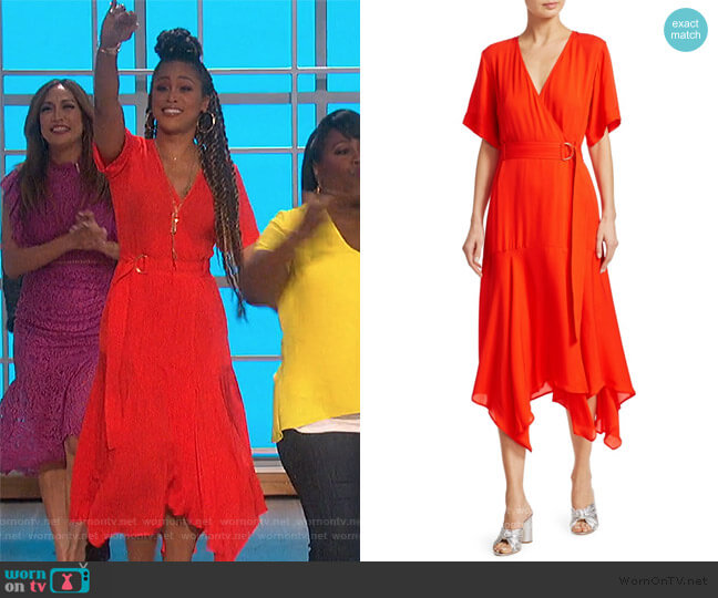 A.L.C. Claire Belted Handkerchief Silk Dress worn by Eve on The Talk