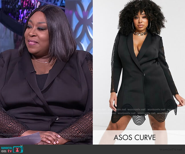 ASOS Lace Inset Cut Out Tux Blazer Mini Dress worn by Loni Love on The Real