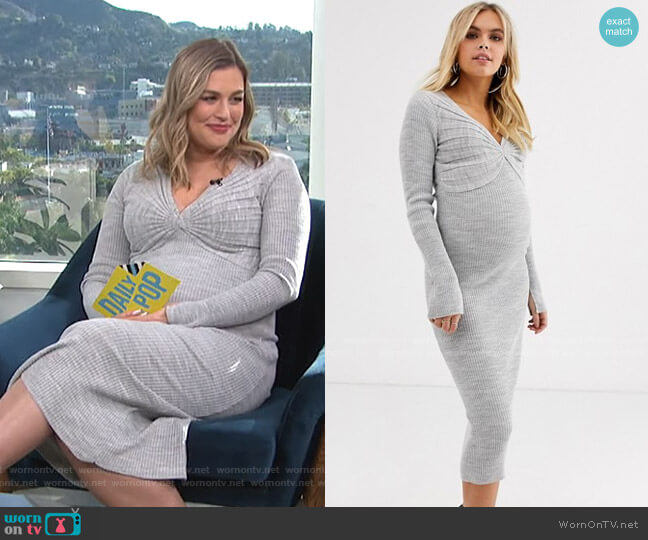 Asos Maternity Pleat Detail Knit Midi Dress worn by Carissa Loethen Culiner on E! News