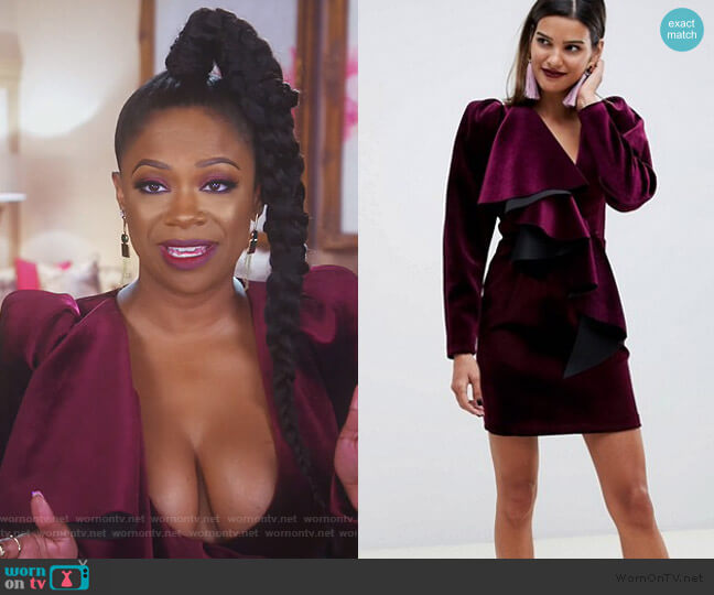 ASOS Velvet Mini Cocktail Dress worn by Kandi Burruss on The Real Housewives of Atlanta