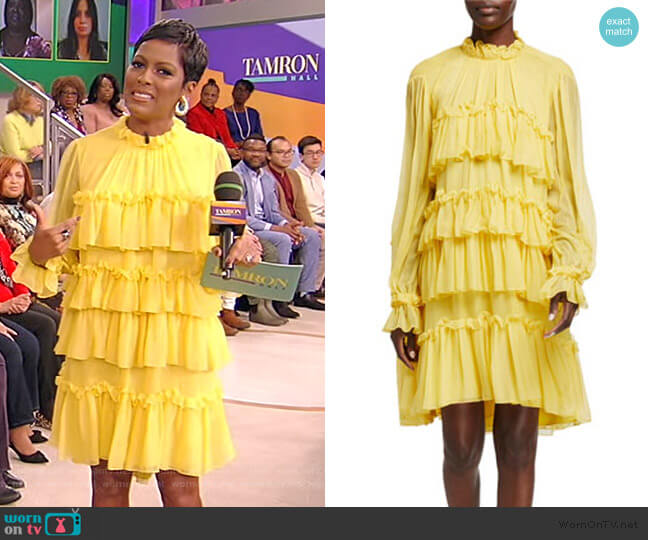 Adam Lippes Tiered Ruffle Silk Chiffon Dress worn by Tamron Hall on Tamron Hall Show