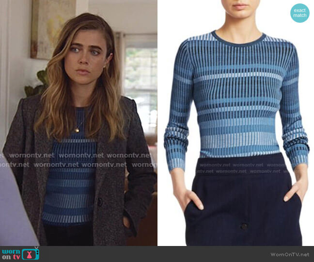 Akris punto Ribbed Wool Pullover Sweater worn by Michaela Stone (Melissa Roxburgh) on Manifest