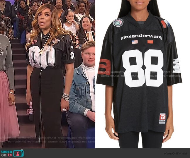 Alexander Wang Logo Jersey Top worn by Wendy Williams on The Wendy Williams Show