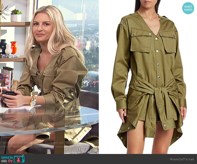 Alexander Wang Tie-Front Cargo Cotton Trench Romper worn by Morgan Stewart on E! News