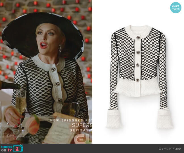 Alexander Wang Tweed Fishnet Jacket worn by Alexis Carrington (Elaine Hendrix) on Dynasty
