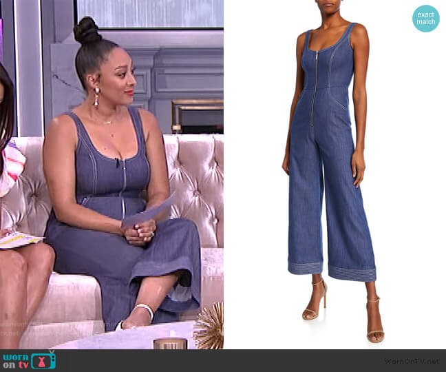 Alexis Bristol Chambray Flared Jumpsuit worn by Tamera Mowry on The Real