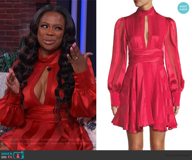 Alexis Hadiza High-Necked Printed Silk Mini Dress worn by Kelly Clarkson on The Kelly Clarkson Show