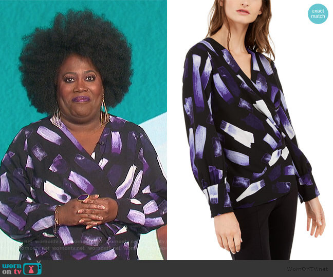 Alfani Printed Surplice Top worn by Sheryl Underwood on The Talk